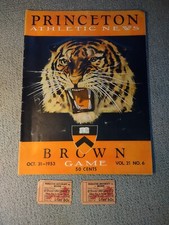 1953 Princeton vs. Brown football program and 2 ticket stubs