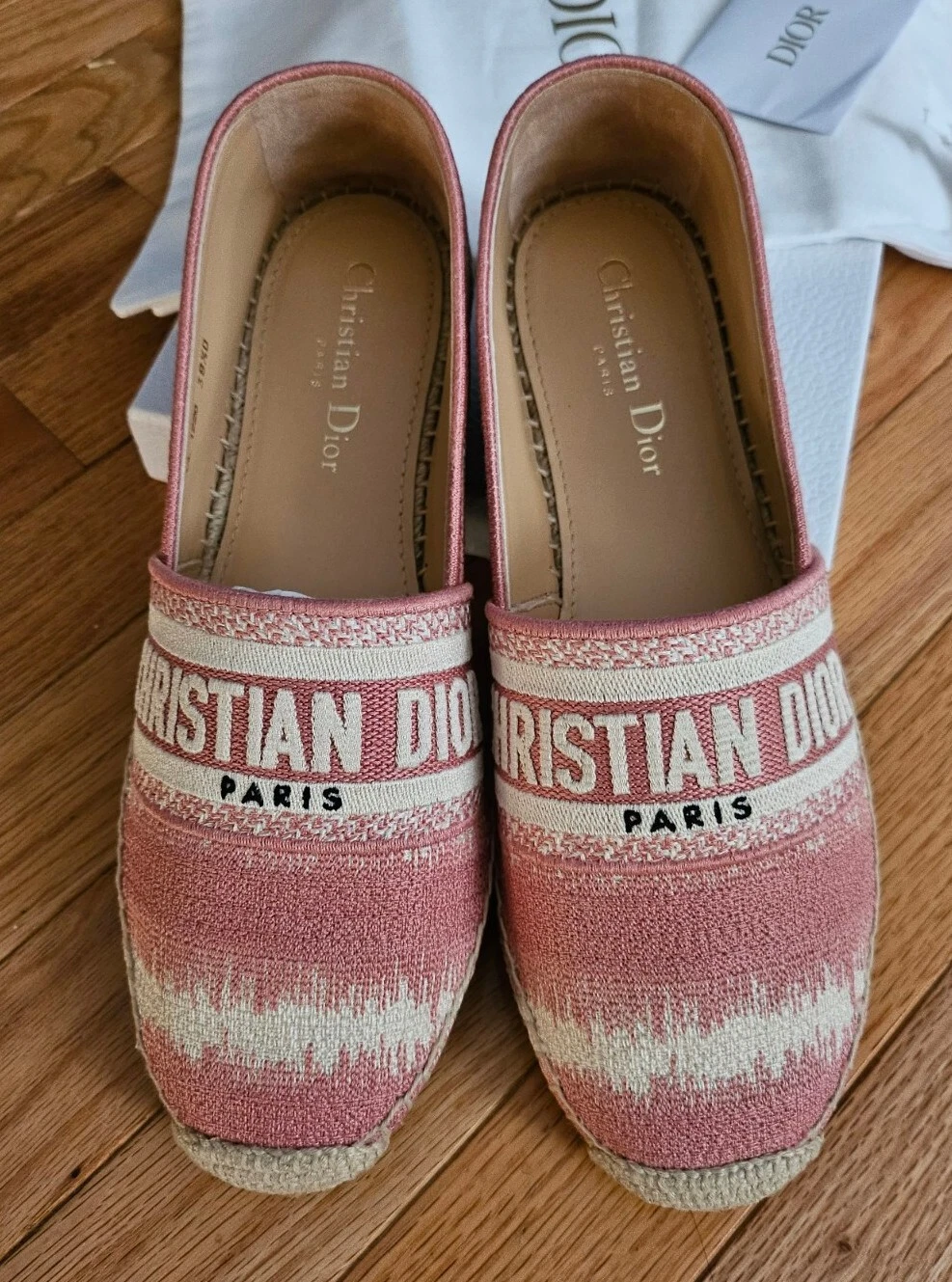 ESPADRILLE À RAYURES CHRISTIAN DIOR GRANVILLE ROSE PROFOND 38,5 NEUF DANS SA BOÎTE