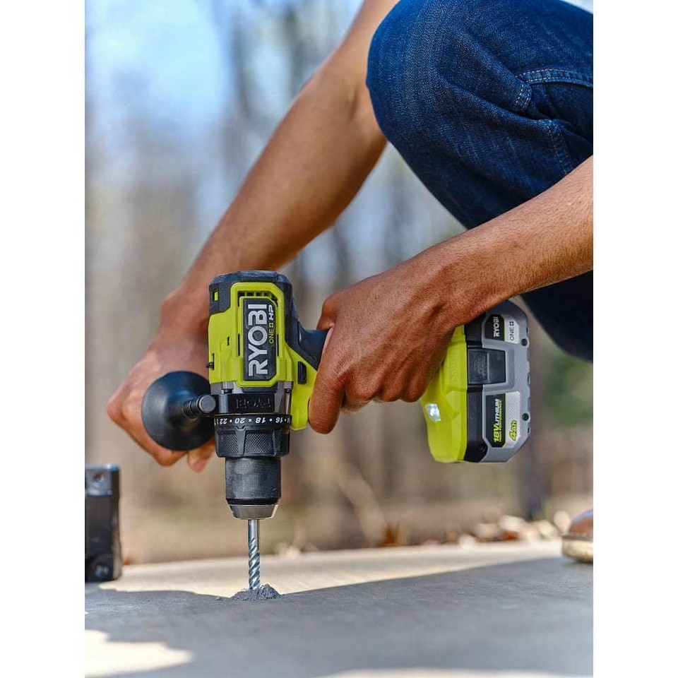 RYOBI Hammer Drill 18V+Keyless Chuck+Cordless+Light+Variable Speed