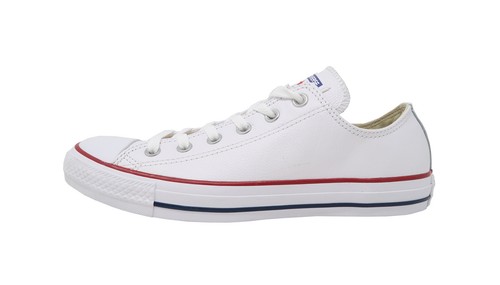 CONVERSE All Star Low Chuck Taylor White LEATHER Big Boys Girls Shoes Sneakers - Picture 2 of 6