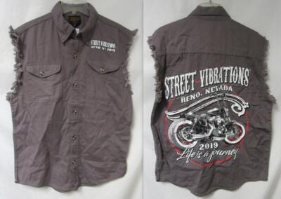 Men's Size M ''Street Vibrations Reno Nevada 2019'' Cutoff Biker Vest A1 6416
