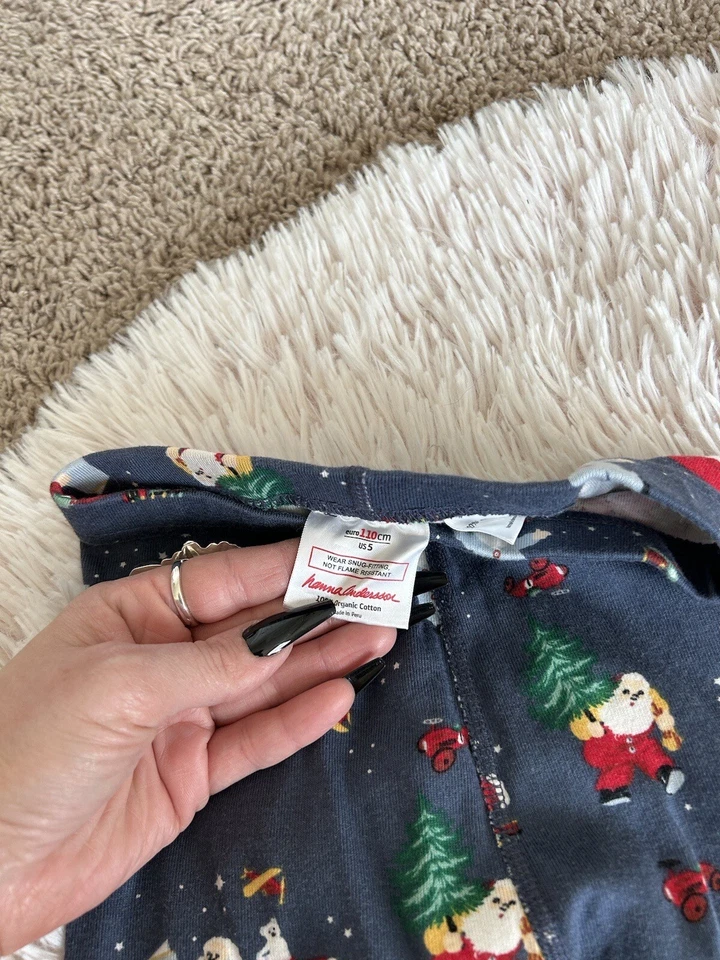 Pantalones de pijama de Santa Azul Rojo Hanna Andersson Talla 110 5 Algodón orgánico Foto 2 de 4