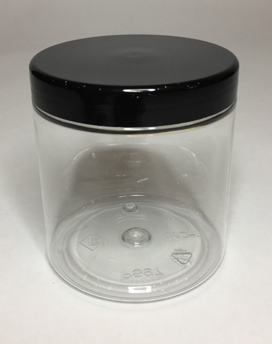 Empty 250ml Clear Plastic Jars With Black Plastic Screw On Lid Quality Jar & Lid - 第 1/1 張圖片