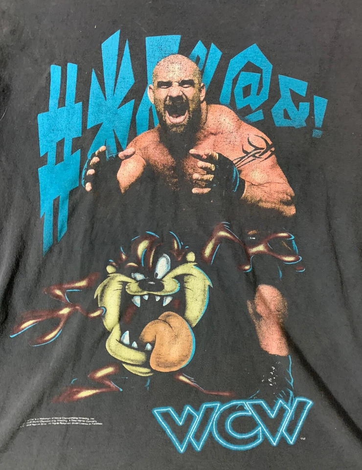 Camiseta de luta livre vintage anos 90 WCW Goldberg Taz desenho animado tamanho M - Imagem 2 de 4