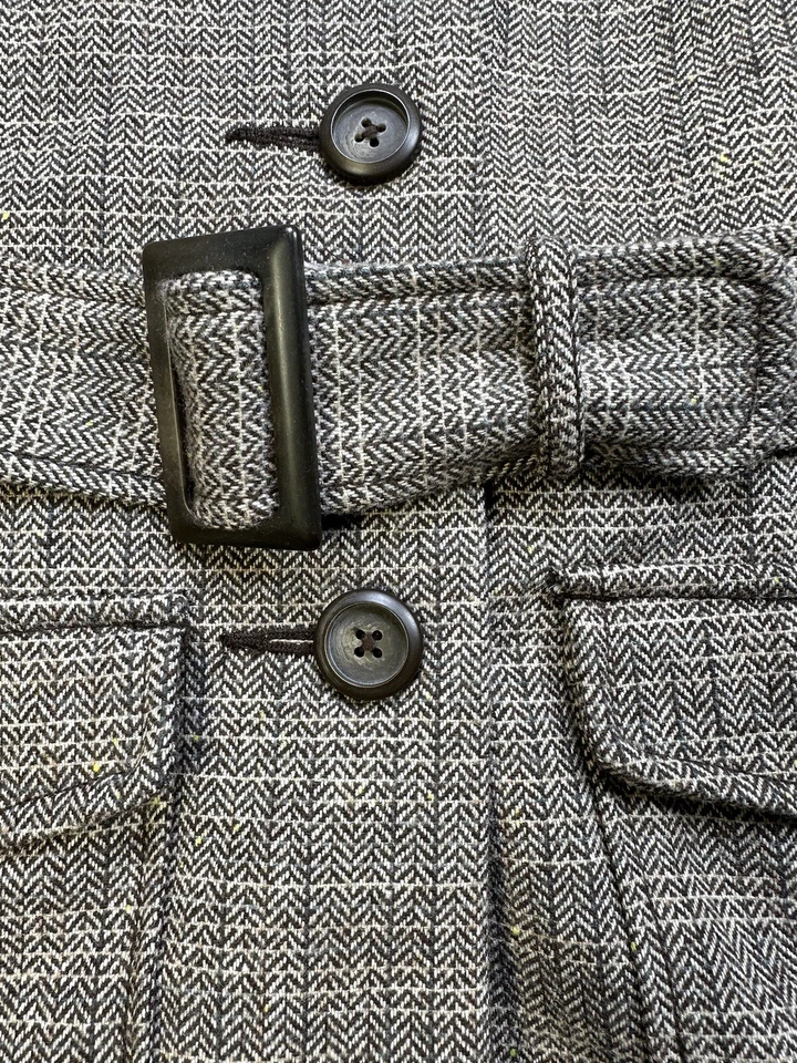 MERONA гороха пальто куртка груза елочка шерсти саржи ремень маленький коричневый - Изображение 4 из 4