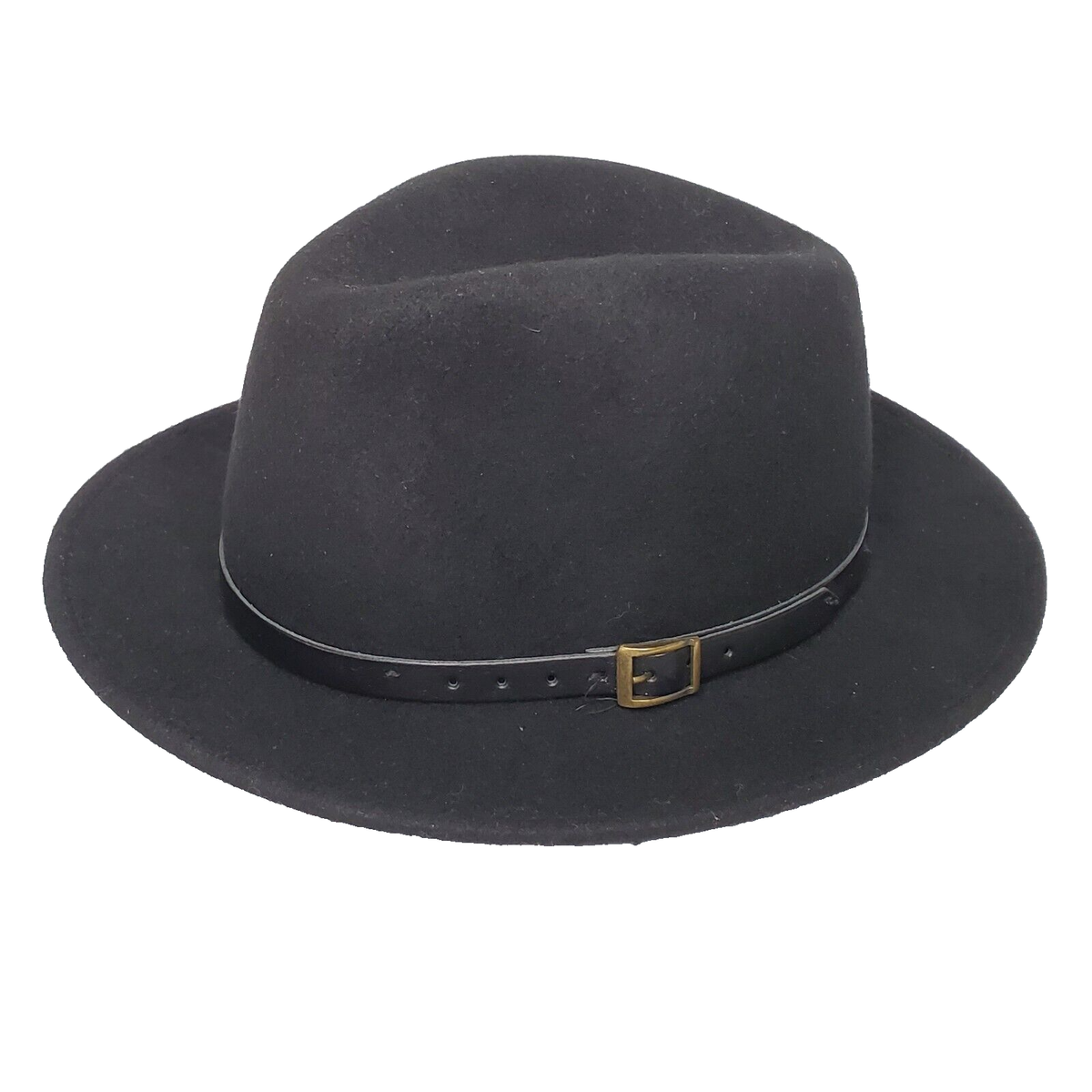 Black Wool Fedora Brim Hat Sz M 21.5 display picture 2