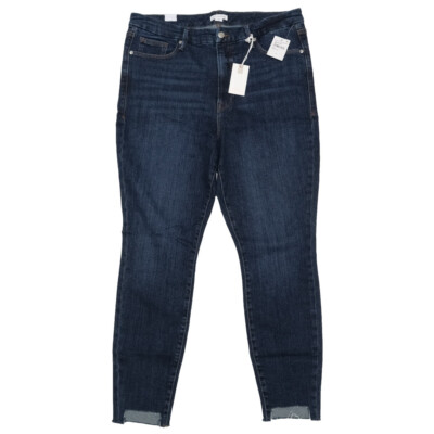 Good American Good Waist Step Hem Jeans GWSH633OP INDIGO306 Size 16 Inseam  29