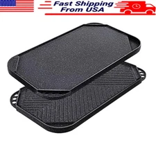 Nonstick Reversible Grill Griddle Pan Cast Aluminum Cookware Dishwasher Safe Hot