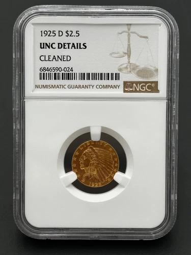 1925 D $2.5 Gold Indian Head Quarter Eagle, NGC Uncirculated
