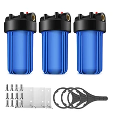 3Pack Big Blue Water Filter Housing for 4.5" x 10" Whole House Filtration System
