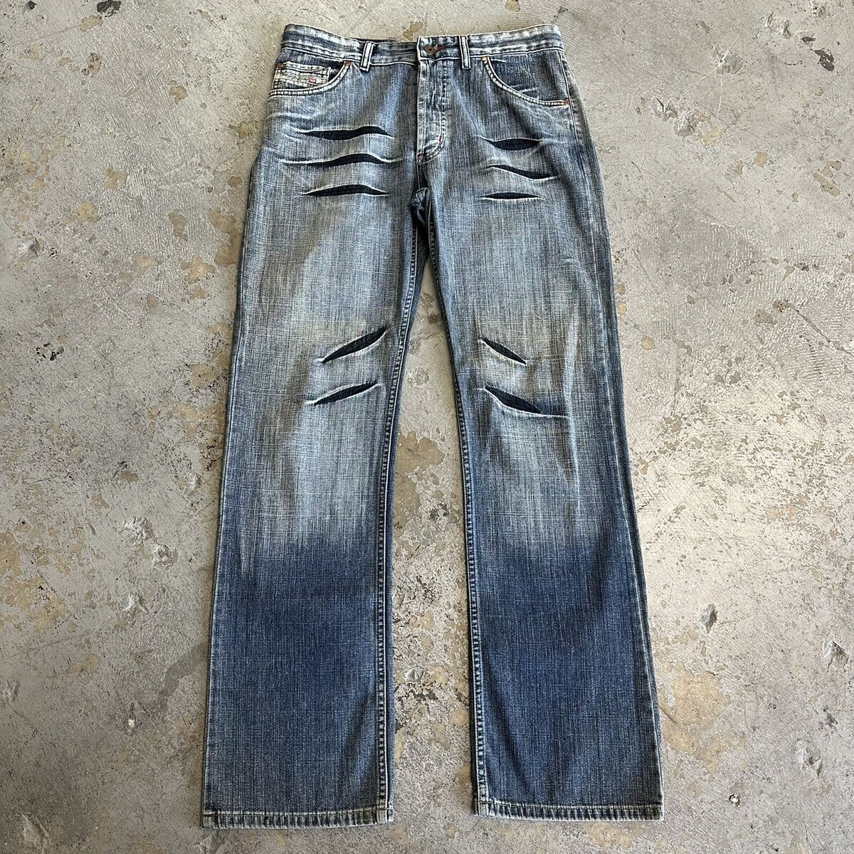 Vintage Y2K Diesel Industry Faded Tiger Strip Denim Jeans Vintage Y2K Diesel Industry Faded Tiger Strip Denim Jeans