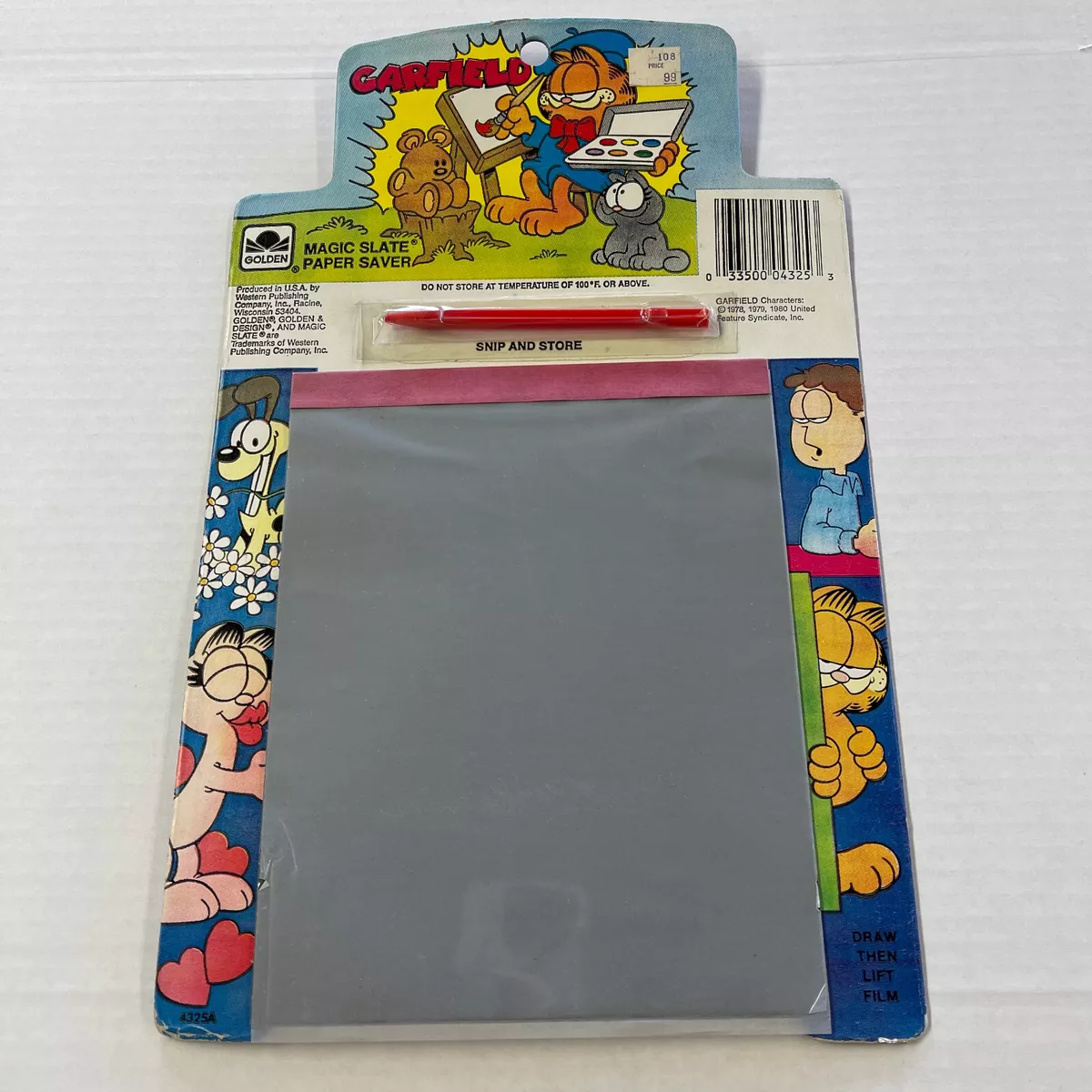 Rare Vintage Garfield Magic Slate Paper Saver 1980 Toy Sealed Pen