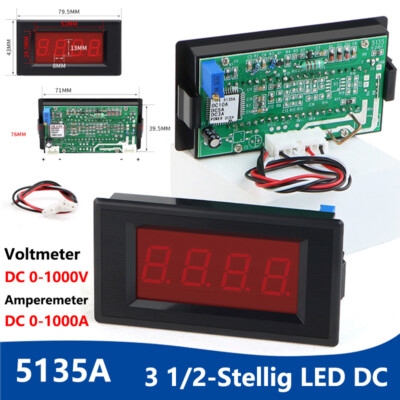 LED Digital DC Voltmeter / Amperemeter Panel Meter 3 1/2-Stellig 0-1000V 0-1000A