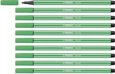 Premium Fibre-Tip Pen - STABILO Pen 68 - Pack of 10 - Green
