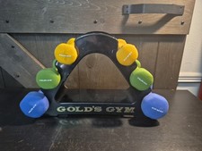 Gold  s Gym Neoprene Dumbbell Set Of 2, 3, 5 LB w/ Rack Stand Weights 20lb Total