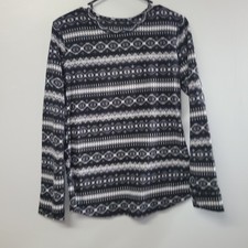 ClimateRight by Cuddl Duds Fleece Base Layer Top Large Black White Fair Isle