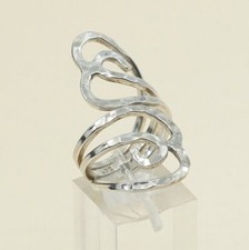 Size 7.25, Vtg Sterling Silver Handmade Ring, 925 Silver Hammered Band W/ Whirl