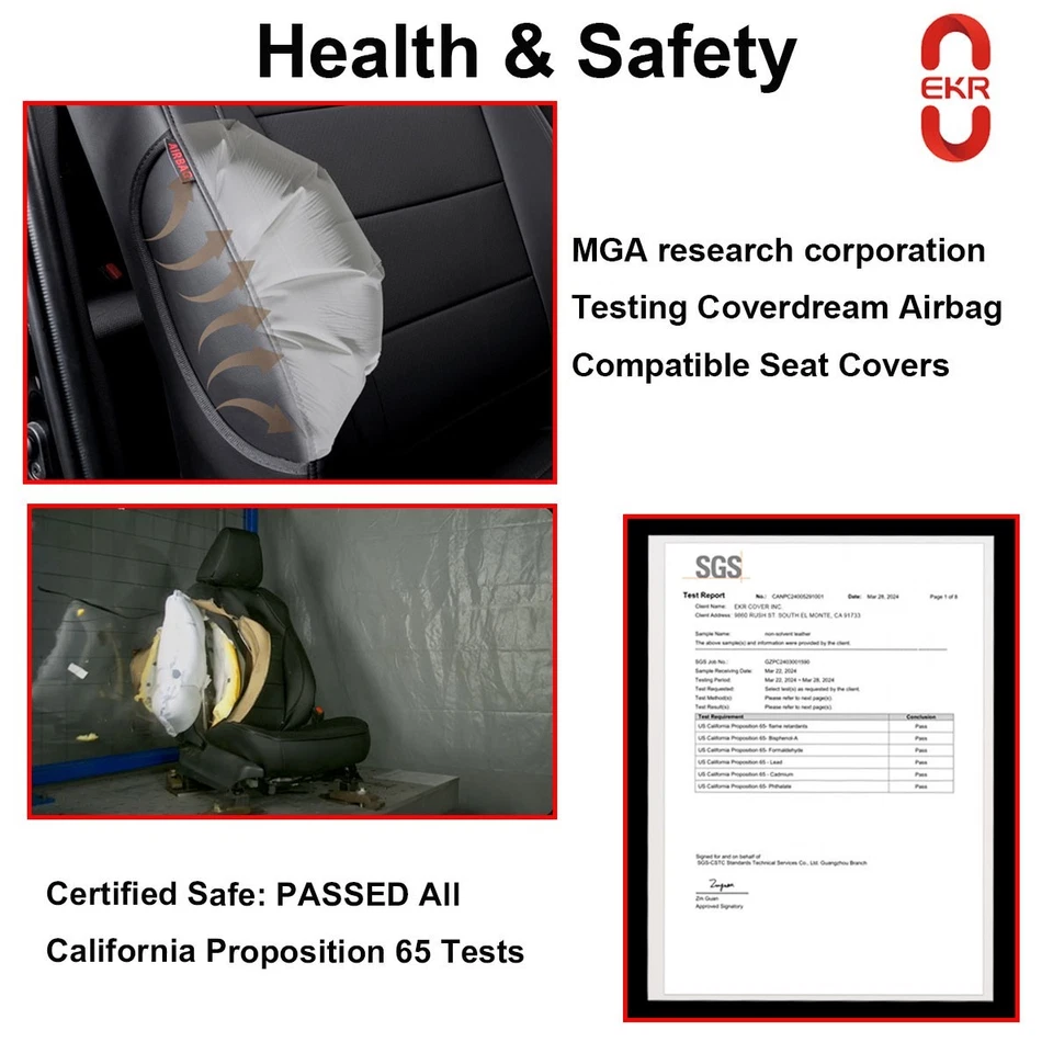 Custom Fit For Jeep Gladiator 2020-2024 2025 EKR Leather Truck Car 5-Seat Covers - Image 3 of 4