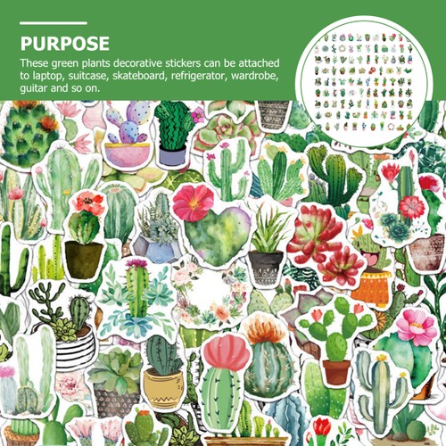 100 Pcs Plante Stickers Autocollant De Plantes Autocollants Verts - Afbeelding 5 van 11