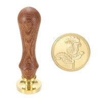 Vintage Wachssiegelstempel FüR Rose49, 25Mm Messingkopf Mit Holzgriff