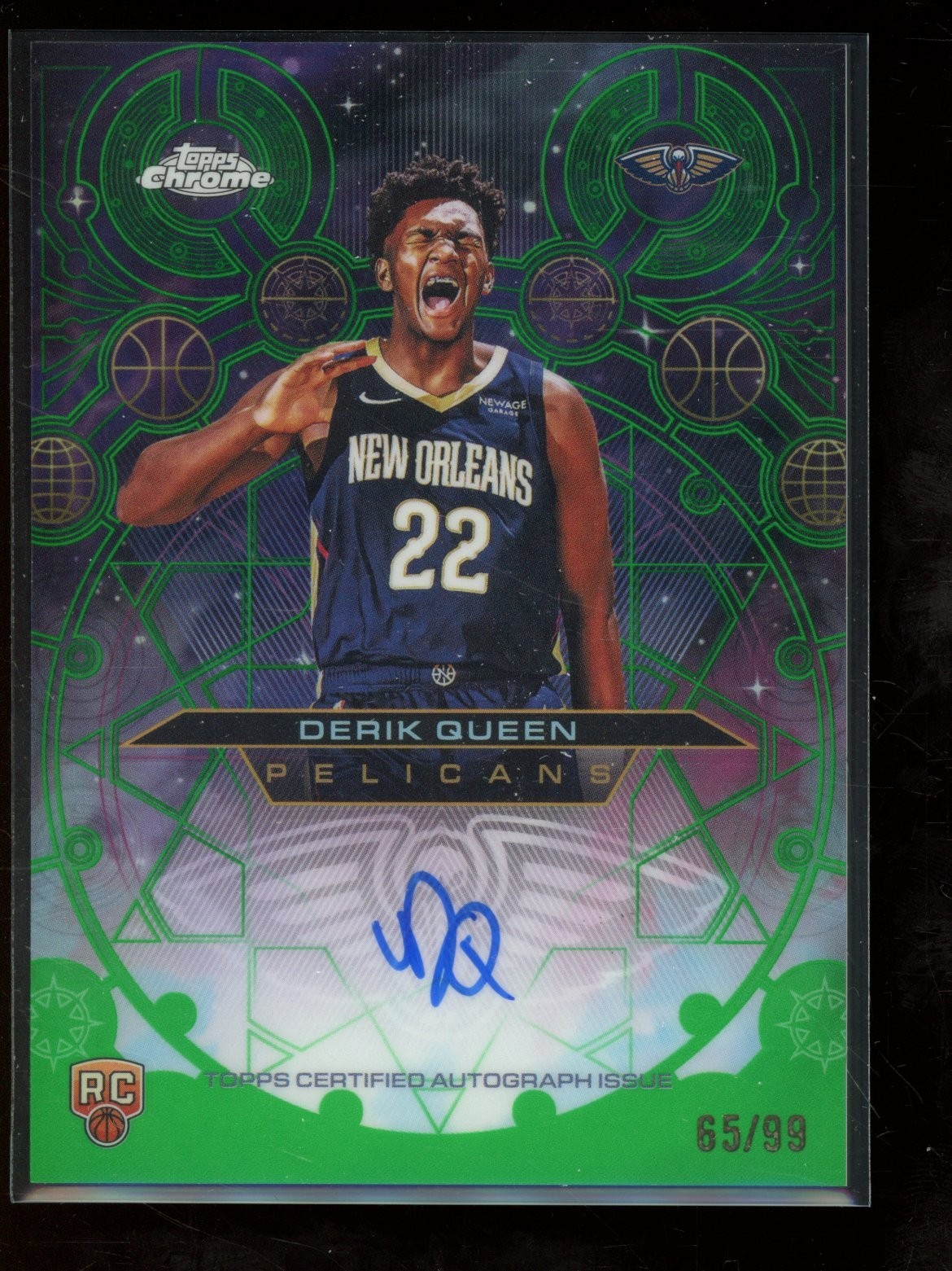 2025-26 Topps Chrome Derik Queen Chromographs Green Auto RC /99 #CHR-DQ