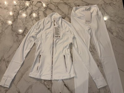 Lululemon Define Jacket & Leggings 2-Piece Set White Size 4 Stretch Pockets
