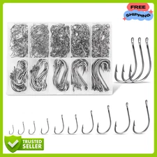 Carbon Steel Fishing Hooks 500Pcs/90Pcs, Circle Hooks Assortment for FREE US