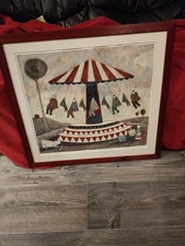 PAULA MCARDLE - CAROUSEL - ARTIST PROOF SERIGRAPH SIGNED IN LOVELY RED FRAME