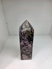 Rhodonite Crystal Tower 5.5" Pink Black Polished Point Obelisk Display Stone — photo 4