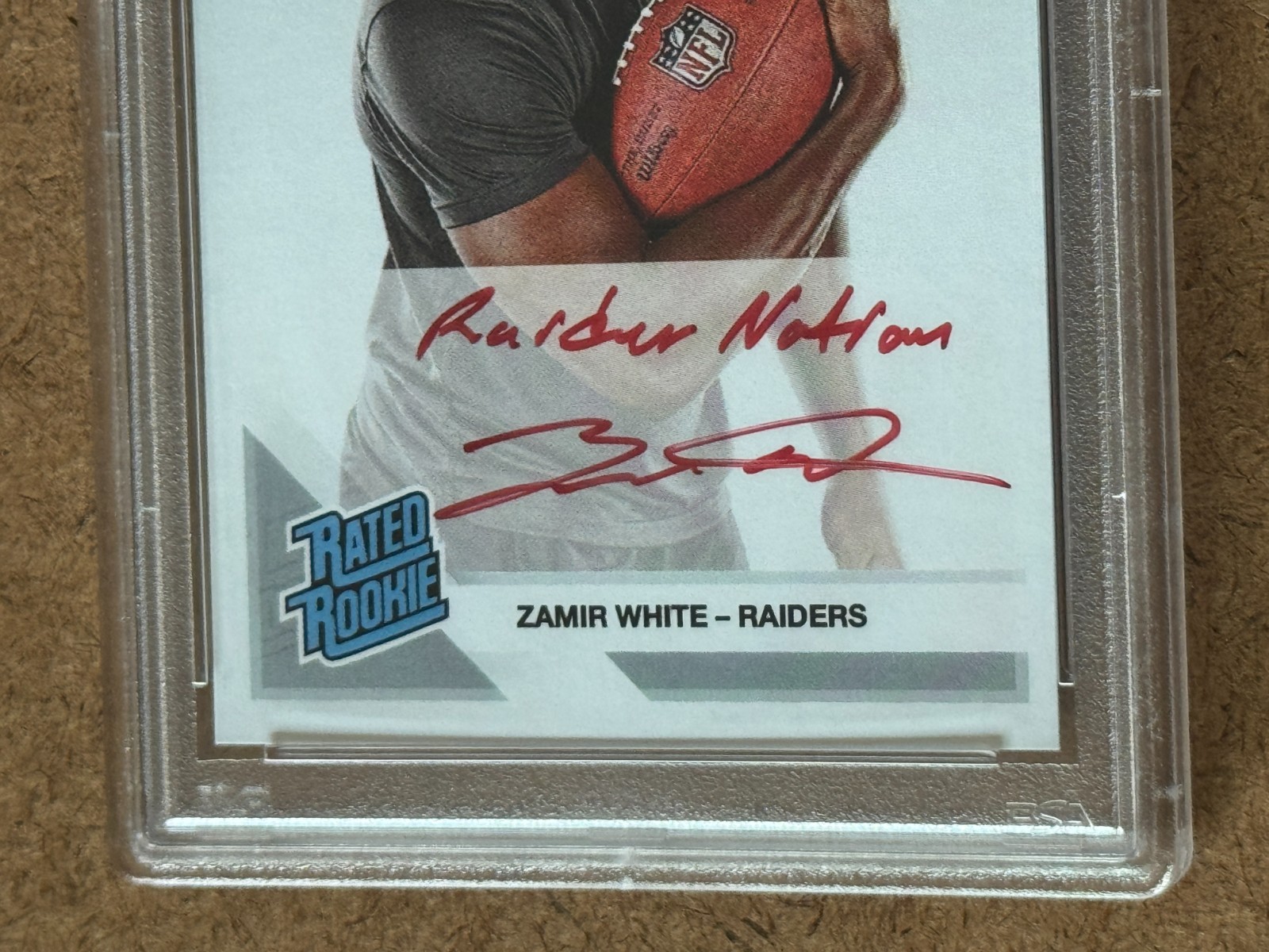 2022 Panini ZAMIR WHITE Raiders Nation INSCRIBED on Card AUTO Signed # 1/1 PSA 9 view 3