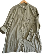 Chico’s Army Green Button Up Utility Long Sleeve-3/4 Sleeve Size 2 NWT