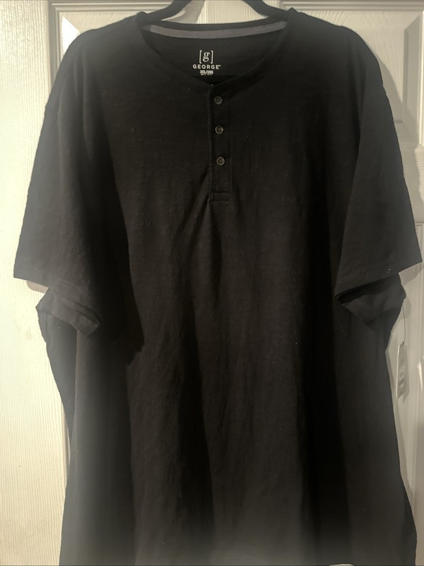 George Mens Size 3XL NWT! Classic Black Henley Tshirt!