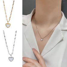 Necklace Womens Chain Pendant Jewellery Heart Moonstone Gift Fashion