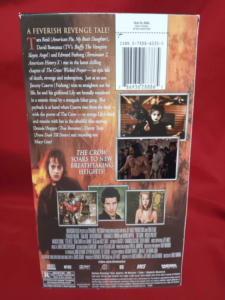 Custom VHS The Crow Wicked Prayer Edward Furlong, Tara Reid Read Description - Image 4 of 4