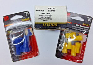 Duplex receptacle and wire nuts