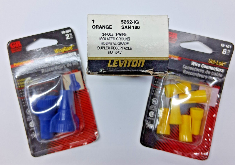 Duplex receptacle and wire nuts