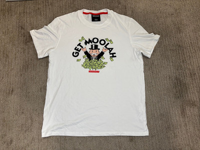 Celio Mens Shirt Large L Monopoly T Shirt Short Sleeve White Streetwear Y2K