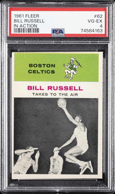 1961 FLEER IN ACTION #62 BILL RUSSELL PSA 4