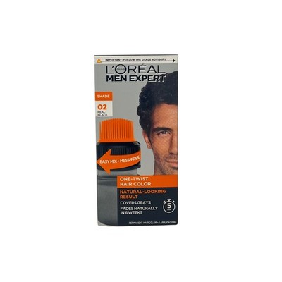 Loreal Men Expert One Twist Mess Free Permanent Color, 02 Real Black 1 kit