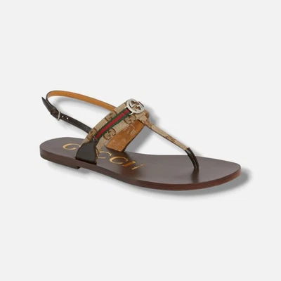 Gucci Women's Beige Kika Flat Thong Slingback Sandals Shoes Size EU:34 US:4 - Image 1 of 4