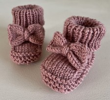 Bow Booties Baby Knitting Pattern Paper Copy Easy To Follow DK 0-3 3-6 Beginner 