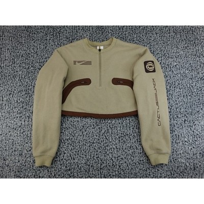 Nike x Travis Scott Cactus Jack Fleece Pullover Small Khaki Cropped 1/4 Zip