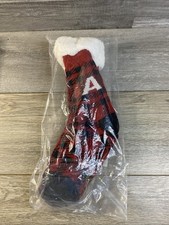 NEW PLUSH-LINED MID-CALF MONOGRAM BUFFALO PLAID SLIPPERS SOCKS - LETTER "A  