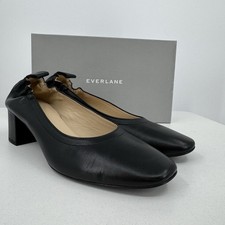Everlane Italian Leather Day Heel size 9.5 Women's Black Elastic Back Comfort