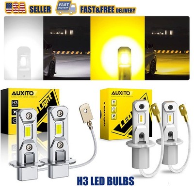 AUXITO H3 LED Fog Light Bulb Conversion Kit Super Bright DRL Lamp White / Amber