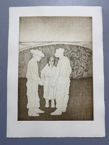 1979 Signed Limited Edition Etching 9/20 Numbered Embossed Stamp Unframed