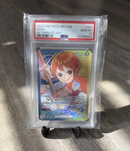 2025 ONE PIECE OP11-A FIST OF DIVINE SPEED ALT ART LEADER #041 NAMI PSA 10