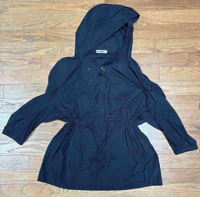 JIL SANDER Black Technical Hooded Drawstring Parka Jacket IT 44 Italy Oversized