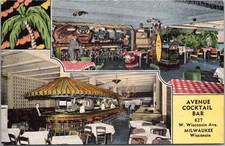 MILWAUKEE, Wisconsin LINEN Postcard "AVENUE COCKTAIL Bar" 2 Views / KROPP Linen