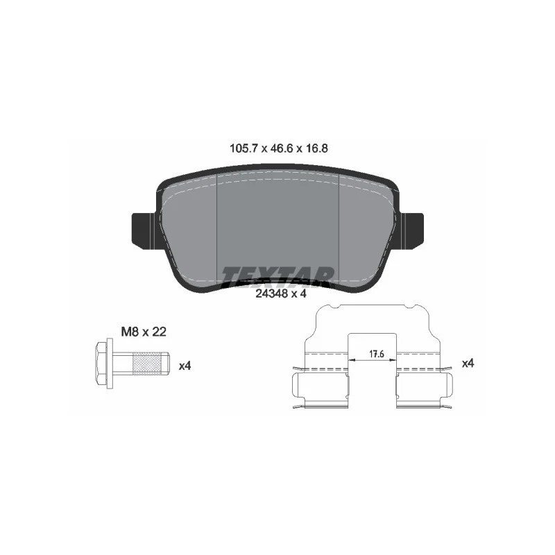 TEXTAR 2434801 Plaquettes de frein arrière pour Fiat Croma - Photo 1/1